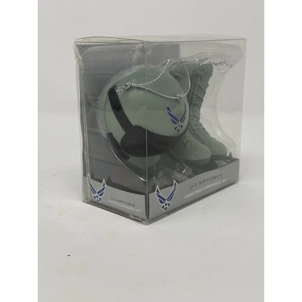 Kurt S. Adler U.S. Air Force Hanging Christmas Ornament Set Helmet Boots 2pc